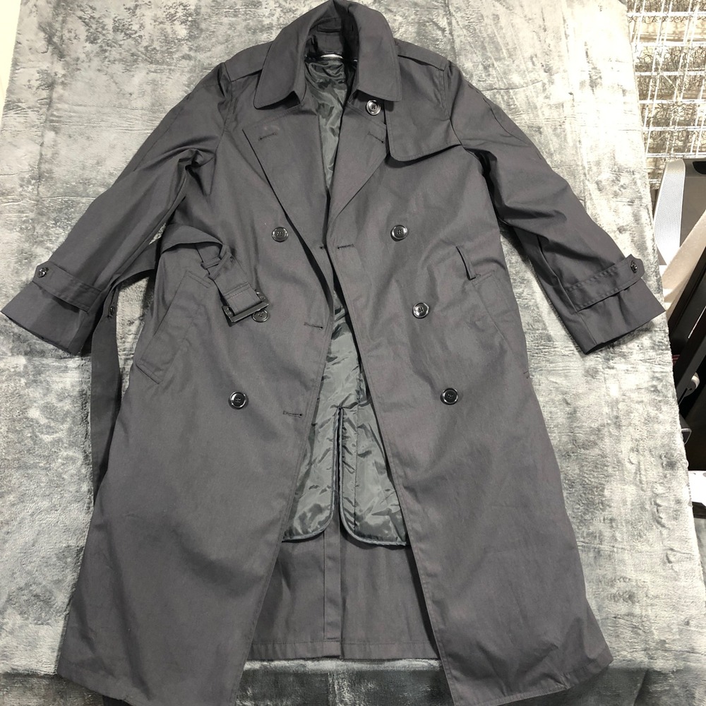 American Apparel Trench Coat Womens 12L Grey Army Garrison Collection 1616
